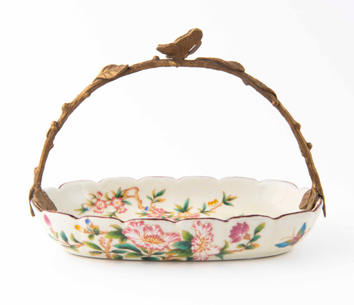 Pink Butterfly Metal Mount Decorative Tray