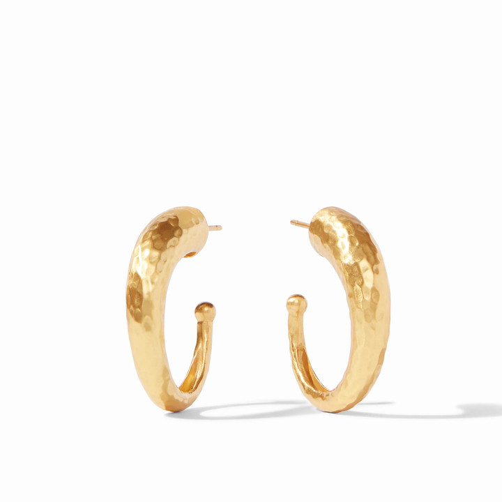 Gold Hammered Hoop Earrings (Medium)