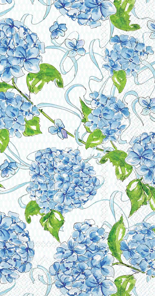 Blue Scattered Hydrangea Guest Napkin - 15 Count