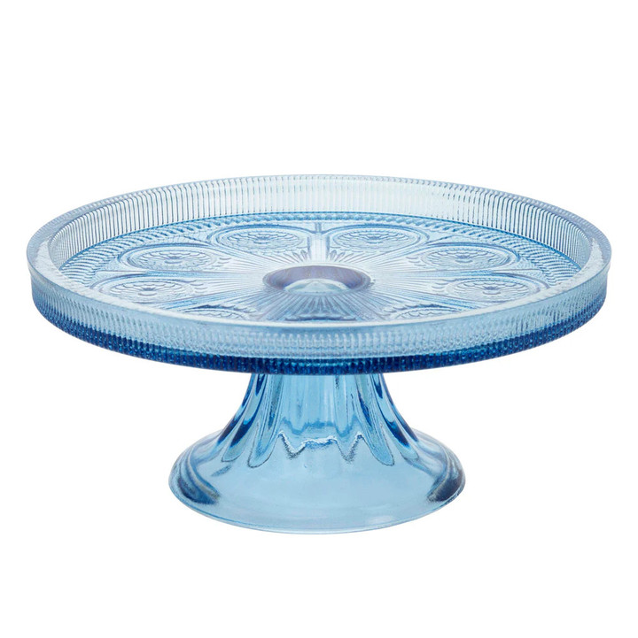 Blue Vintage Glass Cake Stand