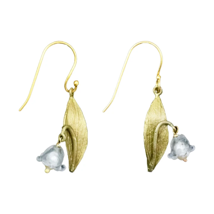 White Lily of the Valley Wire Earrings