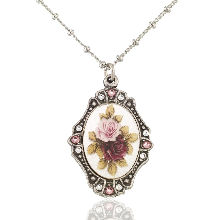 Anne’s Vault Forever Floral Pendant Necklace - Pink Rose