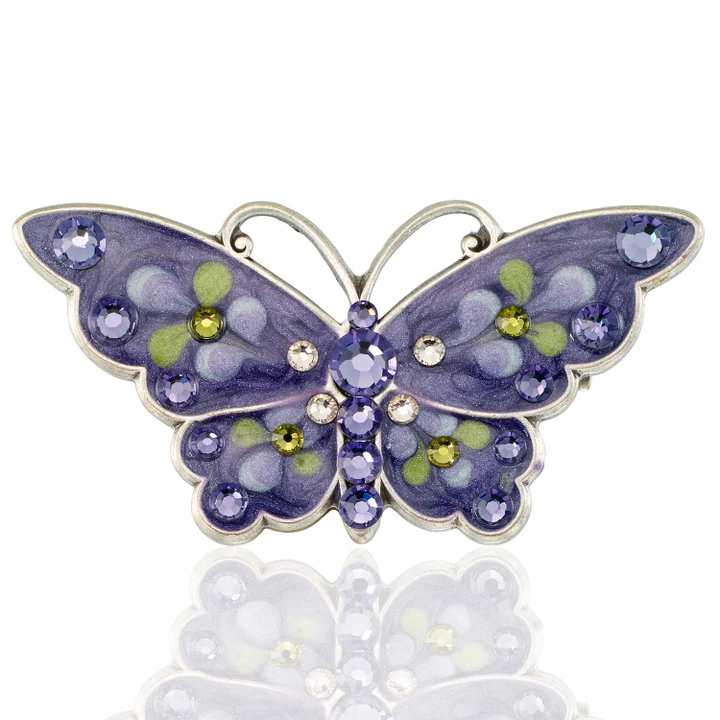 Violet Mist Butterfly Garden Crystal Brooch
