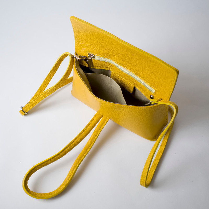 KOMPANERO ~Italian Yellow-Brownish Leather Woven CrossBody Bag Purse  6x8x2.25