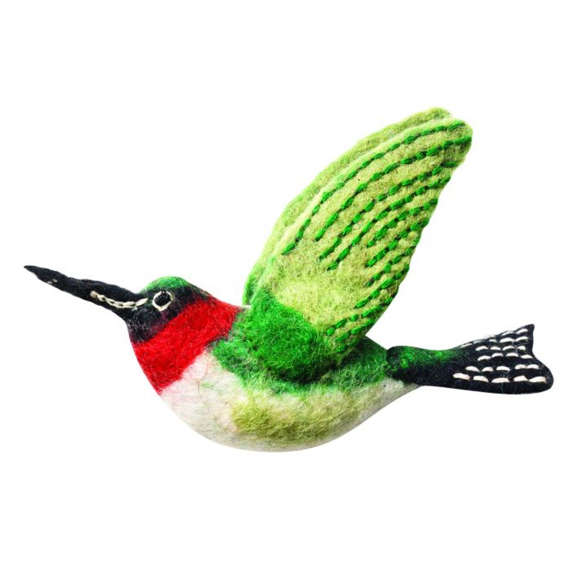 Hummingbird Wool Ornament, made from felted wool