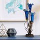 Blue Lily Tiffany Glass 3-Blub Table Lamp