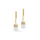 Gold Precious Pearl Fusion GeoCUBE Earrings