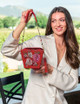 Scarlet Bloom Top Handle Handbag