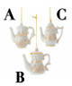 Assorted Gold & White Teapot Ornament
