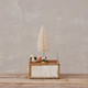 Flocked Bottle Brush Tree with Mushrooms & Wood Base