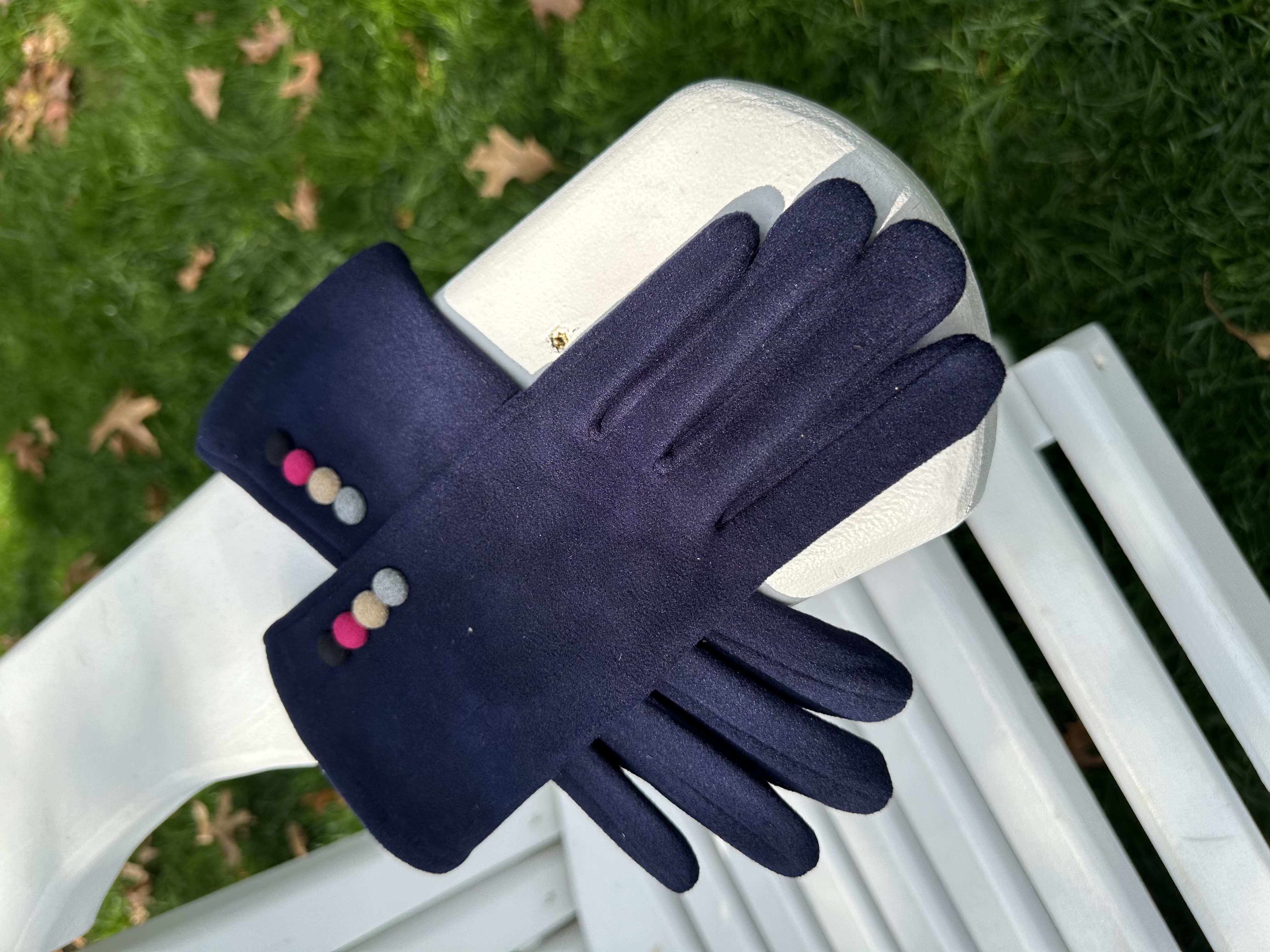 Touchscreen Gloves Four Button - Navy