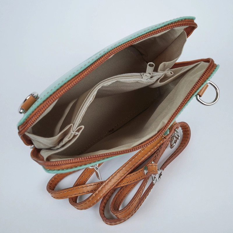 Crossbody Handbag Italian Leather Lilac & Tan NewportStyle.net