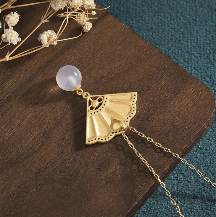 Golden Bamboo Necklace, 24k Gold-Plated Copper