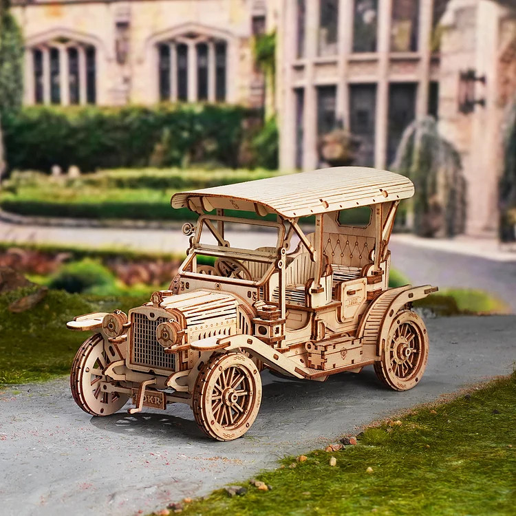 置物 WOODEN CAR Amazon.com: Rolife 3D Wooden Puzzles Retro Car Model