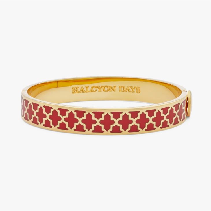 Agama Red & Gold Hinged Enameled Bracelet display picture 1