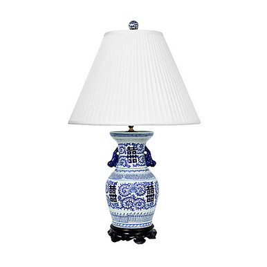 Porcelain Blue & White Double Happiness Lamp