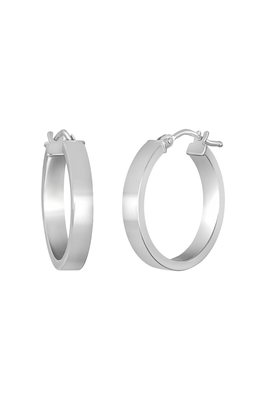 14K White Gold Bony Levy Medium Hoop Earrings