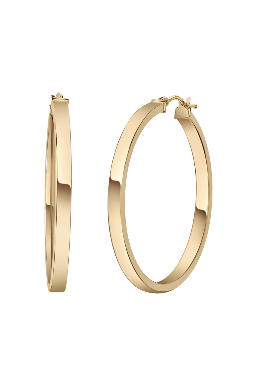 14K Yellow Gold Medium Square Tube Hoop Earrings