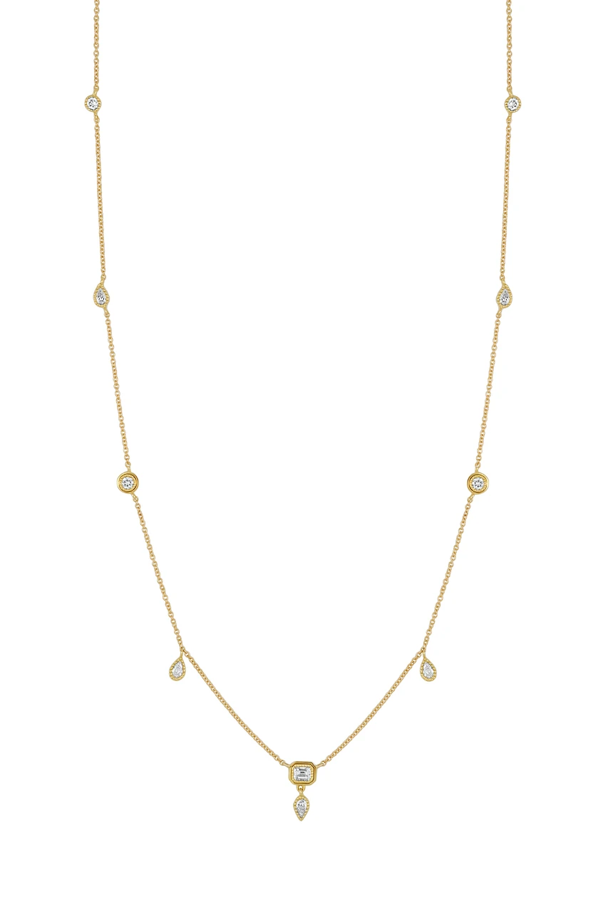 18K Yellow Gold Natural Diamond-by-the-Yard Maya Necklace display picture 1