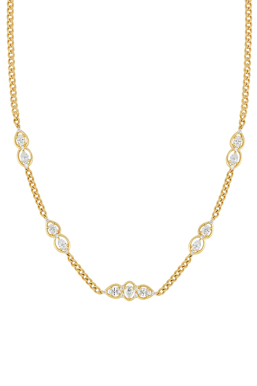 18K Yellow Gold Natural Diamond Maya Station Necklace