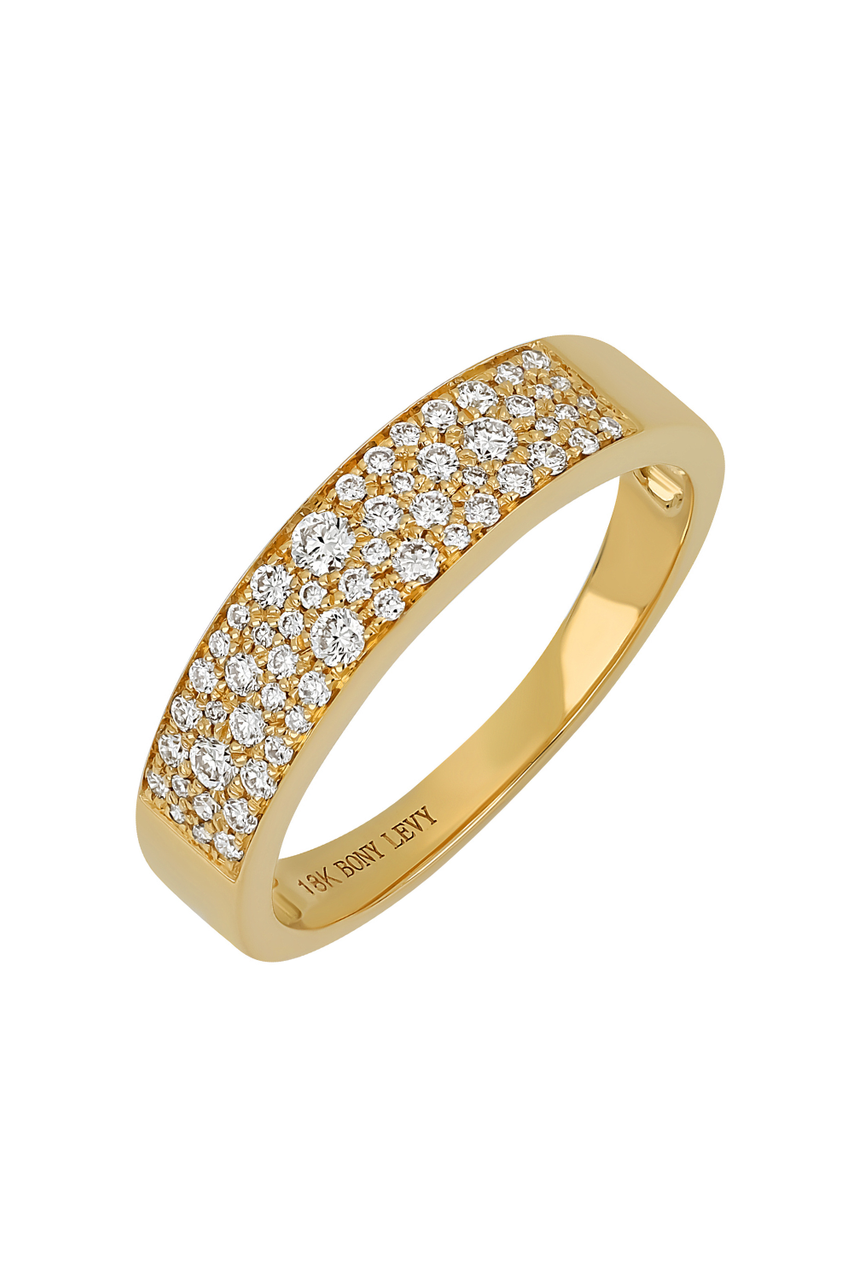 18K Yellow Gold Pave Natural Diamond Mika Band Ring 18 karat Bony Levy Gold-Tone Ring with diamonds main image 0