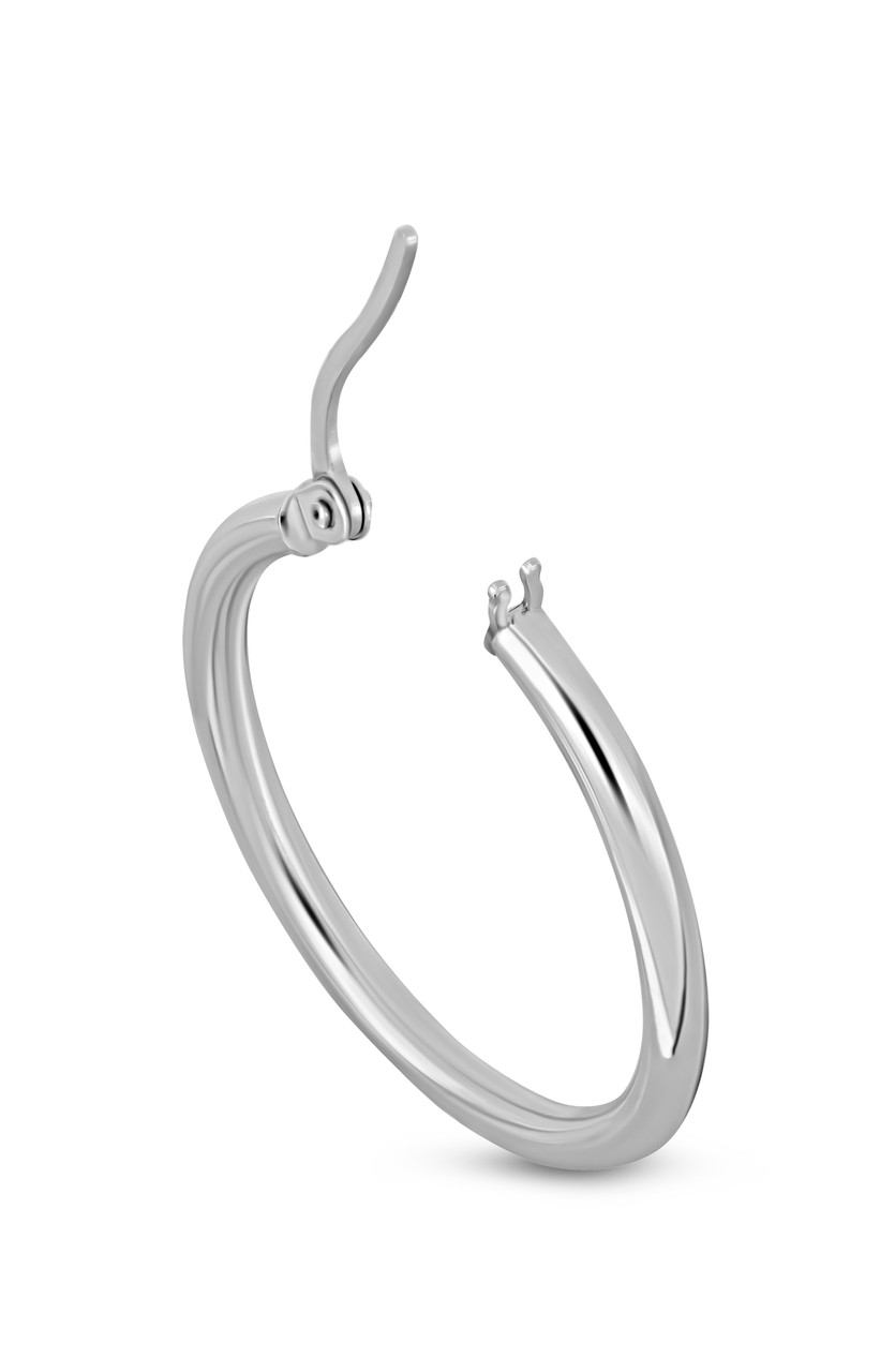 14K White Gold Bony Levy Large Hoop Earrings