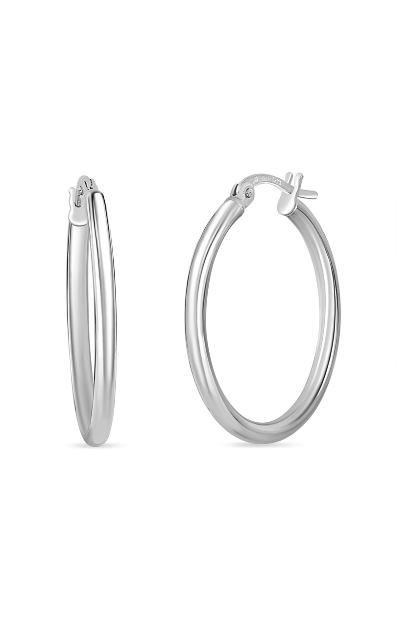 14K White Gold Bony Levy Large Hoop Earrings