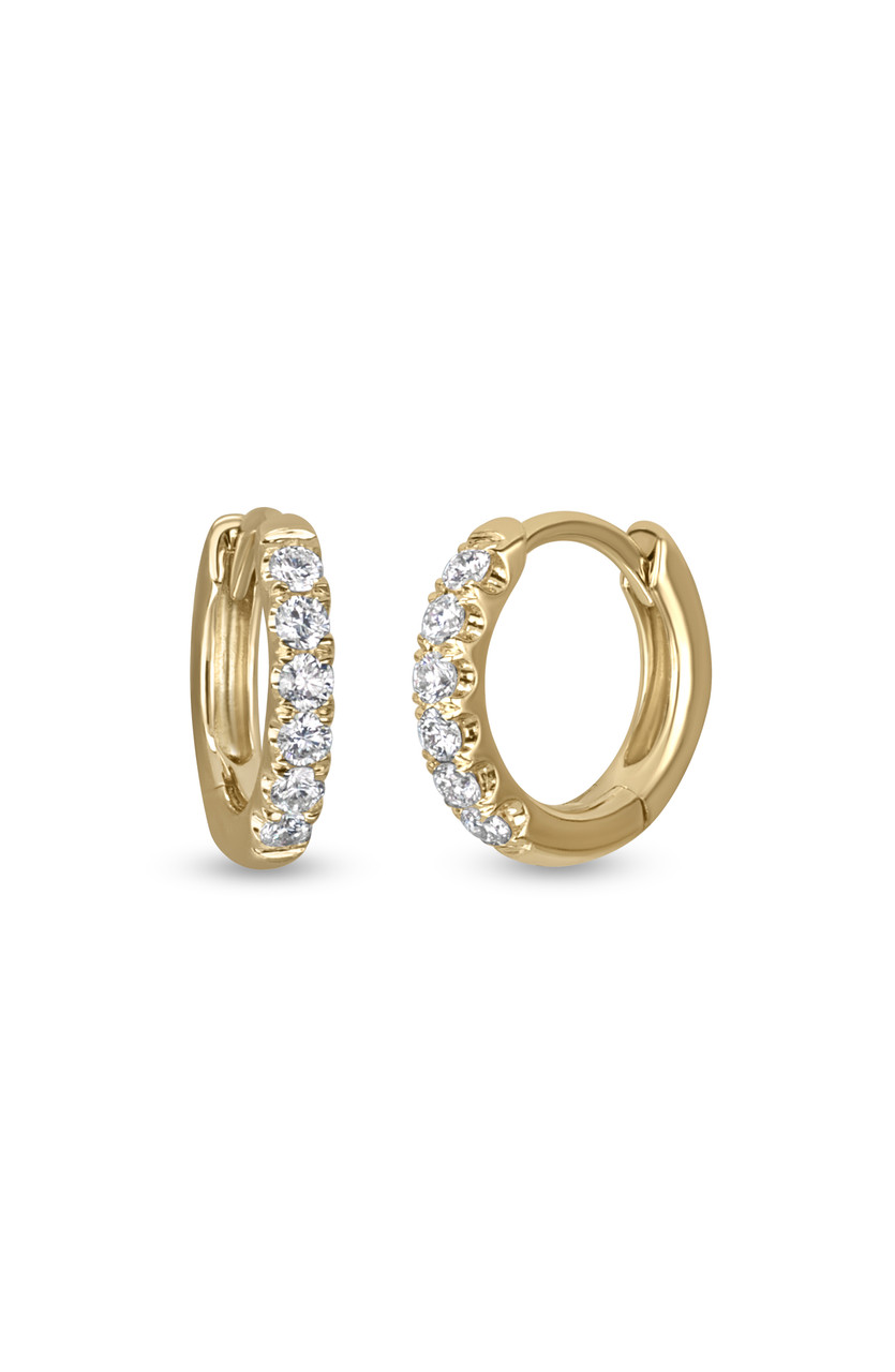 18K Yellow Gold Mini Natural Diamond Bony Levy Huggie Earrings