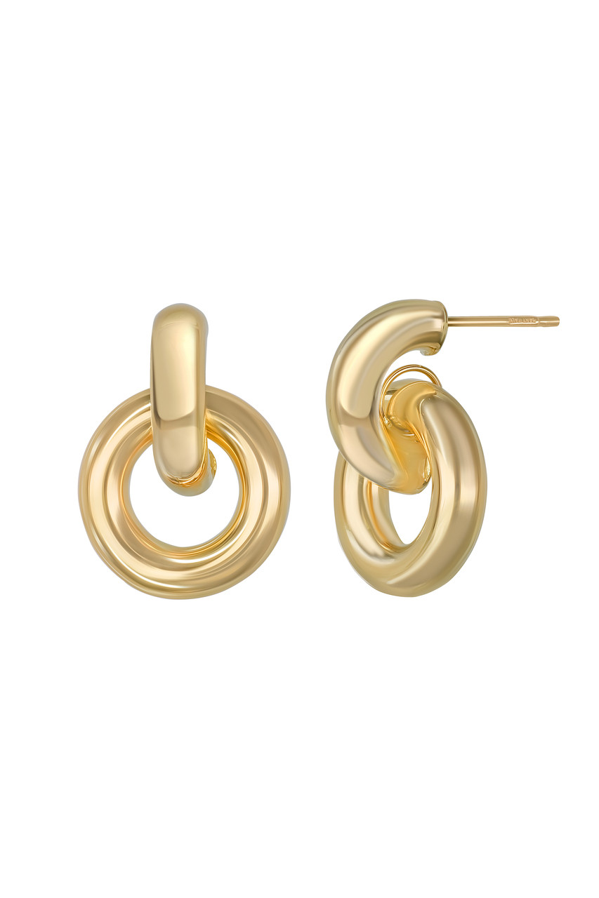 14K Yellow Gold Chunky Drop Hoop Earrings