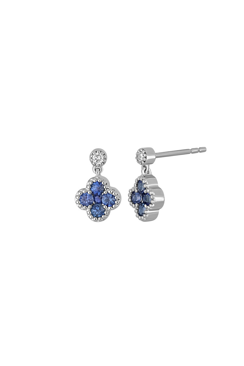 18K White Gold Mixed Stone w/ Natural Diamond El Mar Feminine Drop