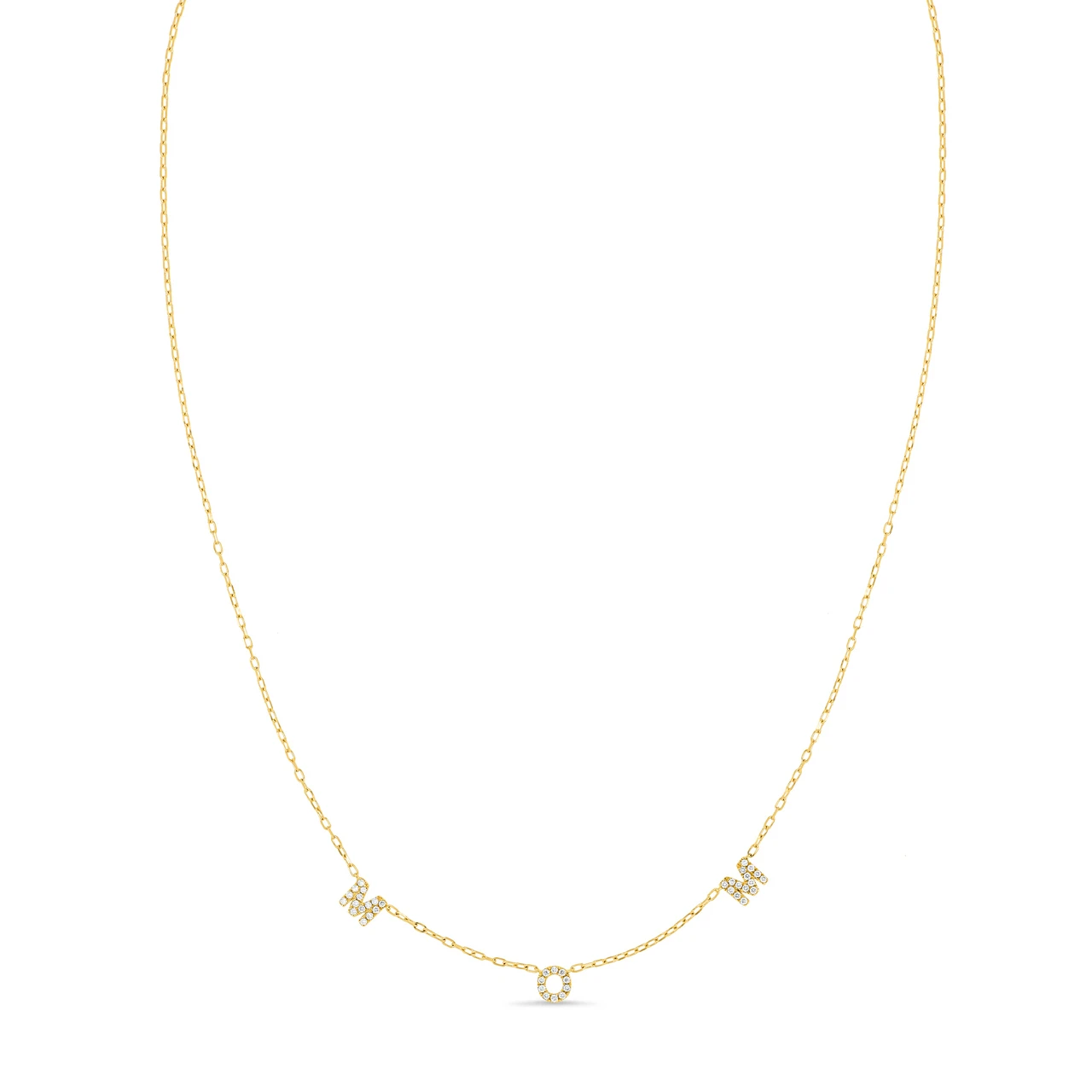 18K Yellow Gold Icon Natural Diamond Mom Station Necklace