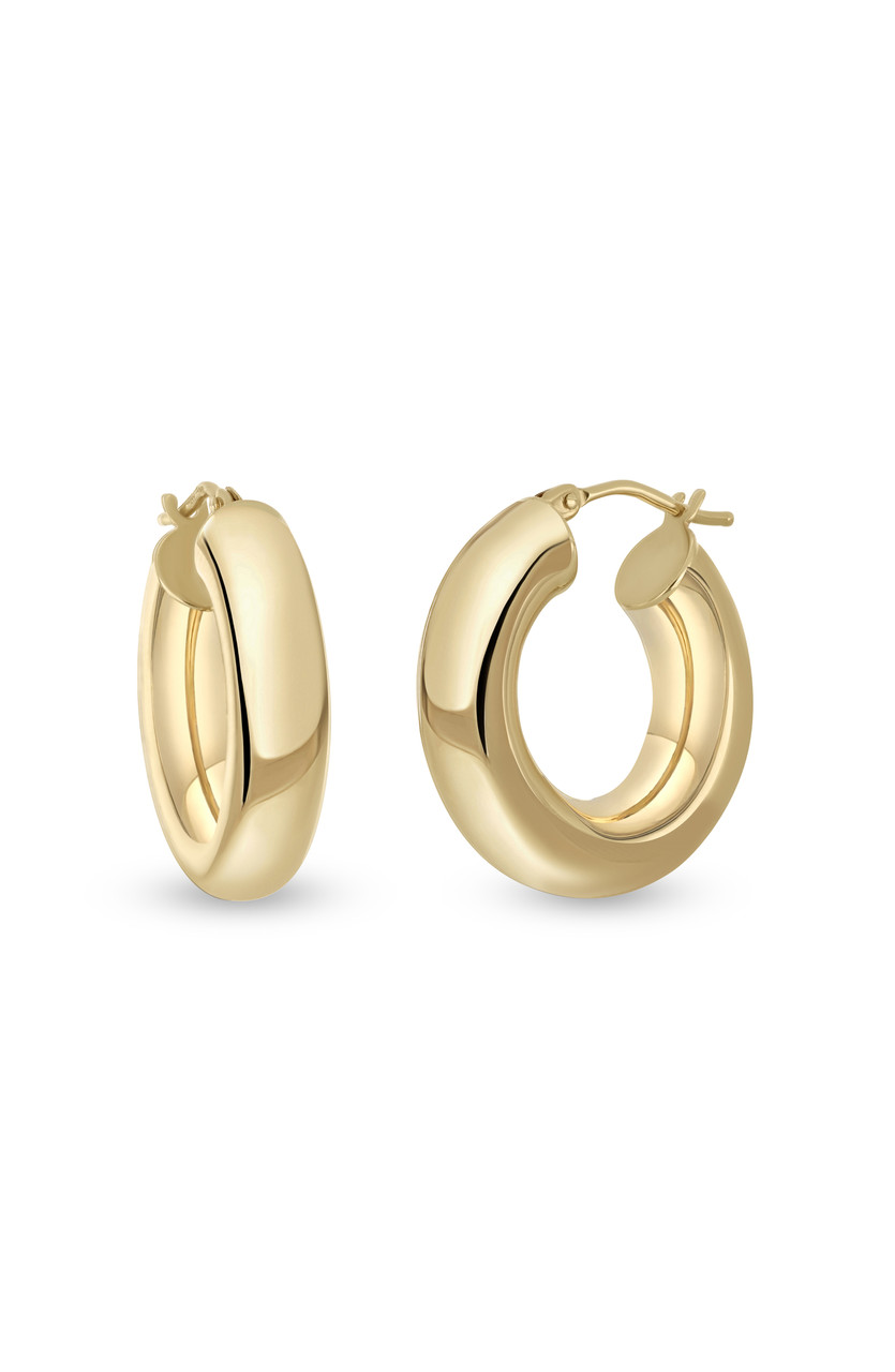 14K Yellow Gold Medium Chunky Hoop Earrings1