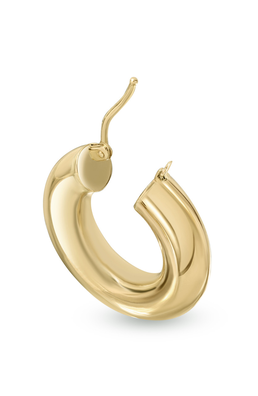 14K Yellow Gold Medium Chunky Hoop Earrings