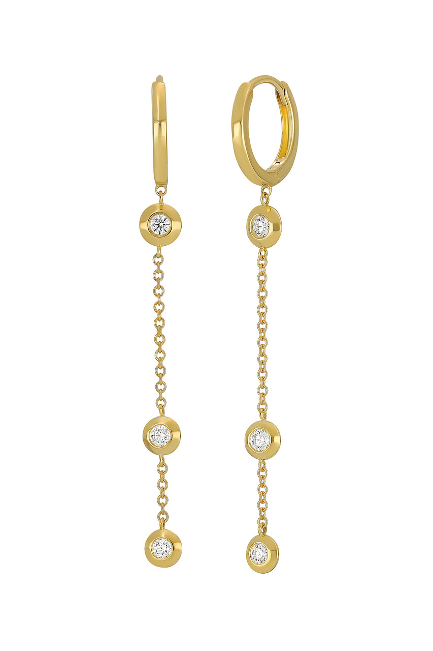 GURHAN Droplet Gold Single Drop Earrings, Wire Hook, Ruby and Diamond