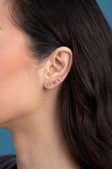 14K Yellow Gold Bony Levy Pink Topaz Tri Stud Earrings