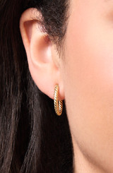 14K Yellow Gold Bony Levy Small Twisted Oval Hoop Earrings