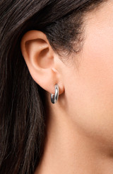 14K White Gold Bony Levy Small Essentials Thin Smooth Hoop Earrings