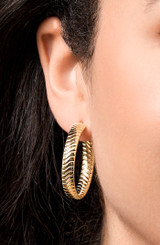 14K Yellow Gold Bony Levy Wavy Hoop Earrings 14K Yellow Gold Bony Levy Wavy Hoop Earrings