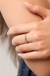 18K Yellow Gold Diamond Bardot Pave Thin Stackable Ring 18K Yellow Gold Diamond Bardot Pave Thin Stackable Ring