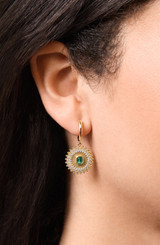 18K Yellow Gold Emerald & Diamond El Mar High-Elegant Drop Earrings 18K Yellow Gold Emerald & Diamond El Mar High-Elegant Drop Earrings