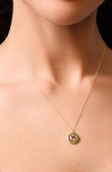 14K Yellow Gold Green Peridot Bony Levy Color Circle Pendant Necklace 14K Yellow Gold Green Peridot Bony Levy Color Circle Pendant Necklace
