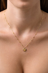 14K Yellow Gold Bony Levy Station with Heart Pendant Necklace