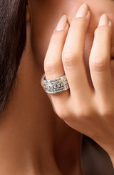 18K White Gold Diamond Gatsby Delicate Mixed-Cut Art Deco Statement Ring