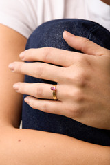 18K Yellow Gold Pink Topaz Bony Levy Color Bold Band Ring 18K Yellow Gold Pink Topaz Bony Levy Color Bold Band Ring