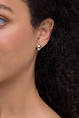 14K White Gold Bony Levy Double Tube Huggie Stud Earrings