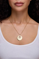 18K Yellow Gold Diamond Kiera Circular Shaped Medallion Pendant Necklace 18K Yellow Gold Diamond Kiera Circular Shaped Medallion Pendant Necklace
