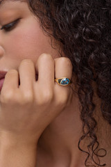 14K Yellow Gold London Blue Topaz Bony Levy Color Chunky Trend Ring 14K Yellow Gold London Blue Topaz Bony Levy Color Chunky Trend Ring