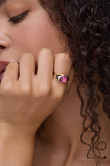 14K Yellow Gold Pink Topaz Bony Levy Color Chunky Trend Ring 14K Yellow Gold Pink Topaz Bony Levy Color Chunky Trend Ring
