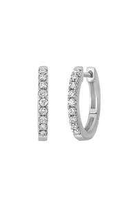 18K White Gold Small Diamond Hoop Earrings 18K White Gold Small Diamond Hoop Earrings