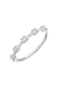 18K White Gold Princess Cut Diamond Aviva Stackable Ring 18K White Gold Princess Cut Diamond Aviva Stackable Ring